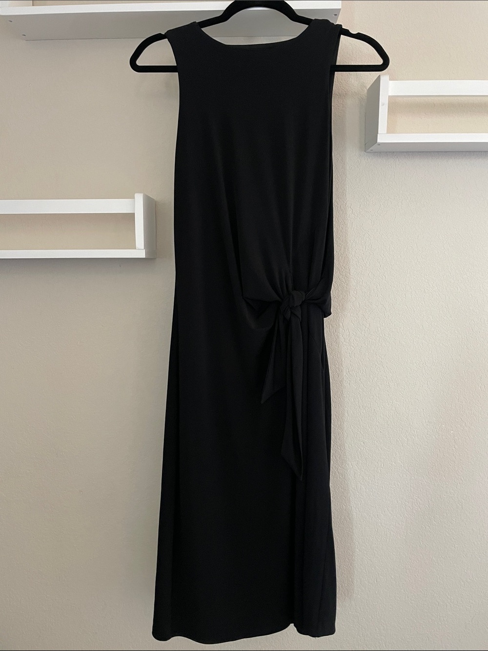Express Black Sleeveless Midi Dress with Side Knot